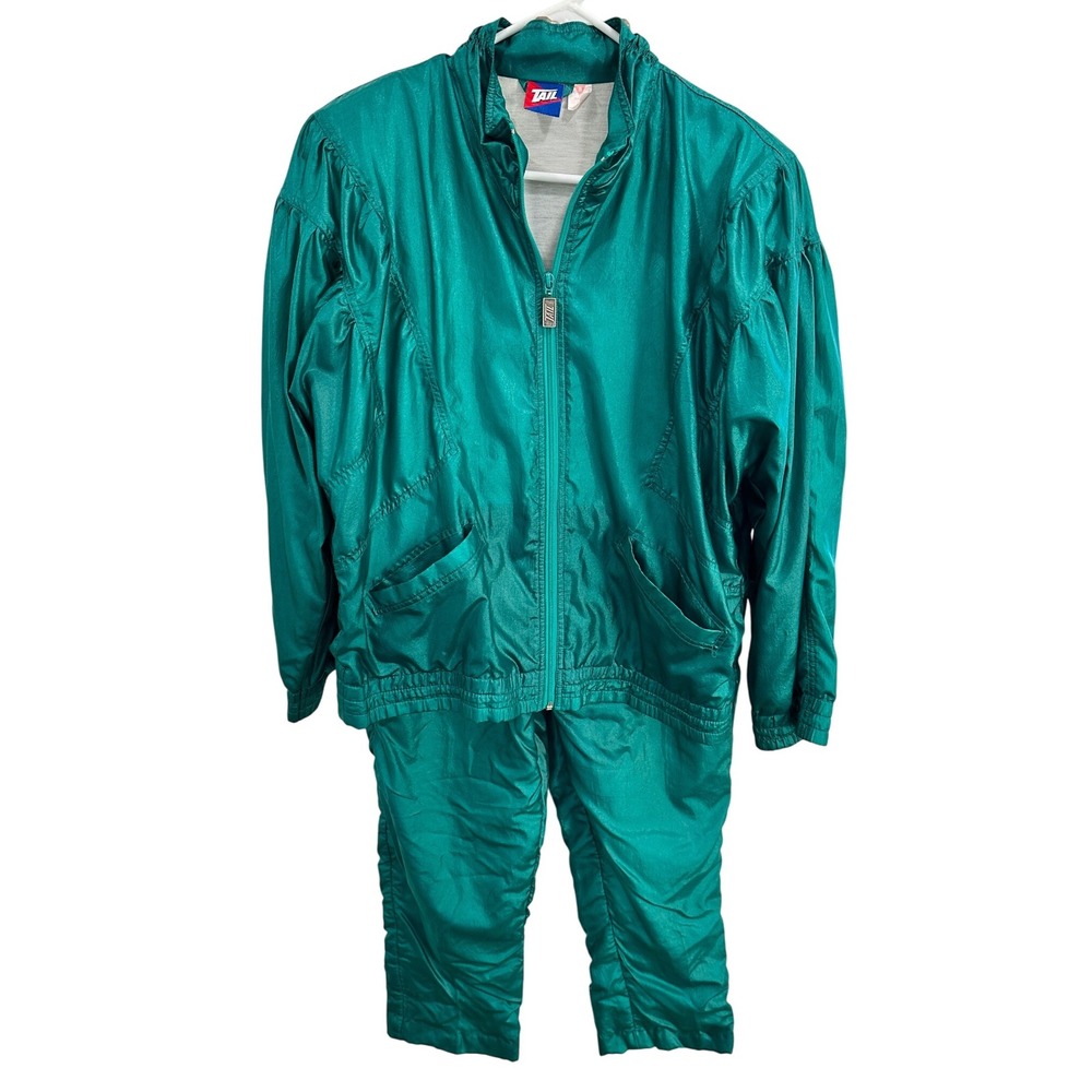 Vtg TAIL Sportyβ Teal Tracksuit Womens M Jacket Pants Retro Tennis